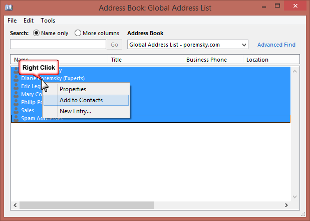 outlook for mac global address book